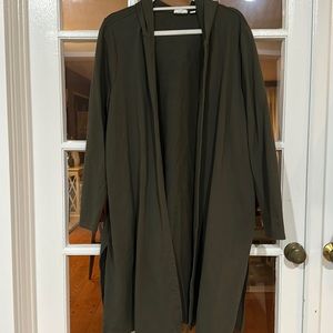 JJill long cardigan in army green with hood